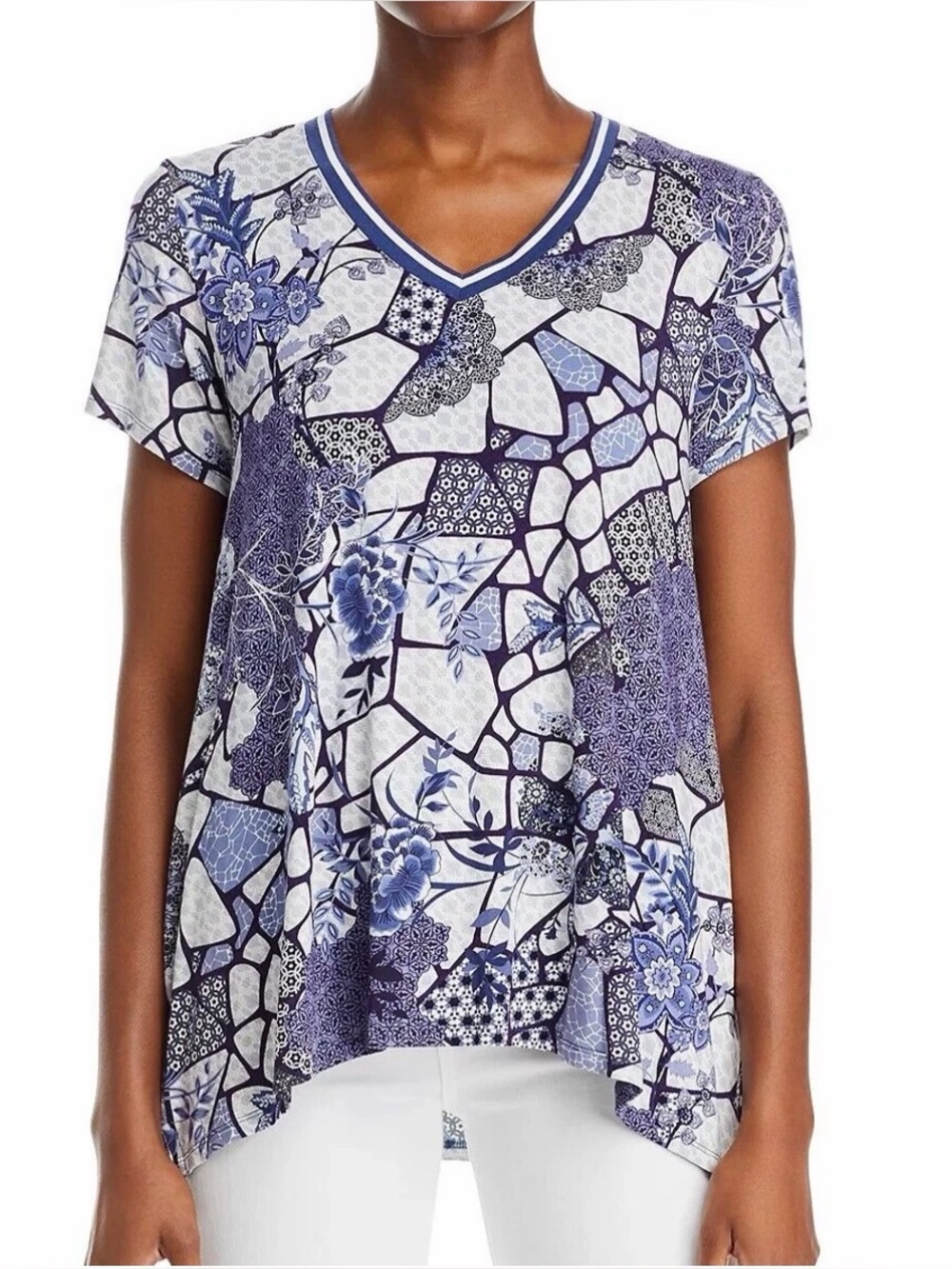 Johnny Was The Janie Favorite Drape Tunic Tee Printed Moonlight Glass Size Large